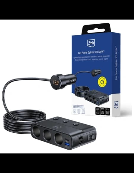 3MK Autós teljesítménymegosztó 120W PD QC PPS 3xUSB-A, USB-C, 3xDC fekete