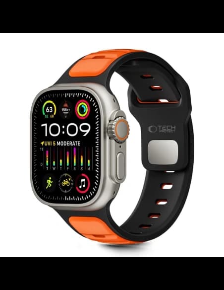 Tech-Protect IconBand Line Apple Watch 8 / 9 / 10 / 11 / SE / Ultra 44/45/46/49mm Negru/portocaliu