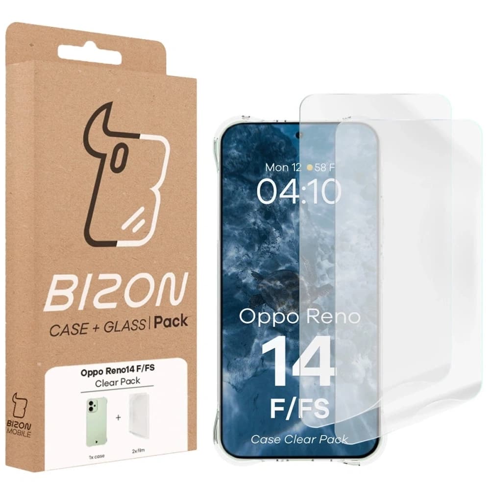 Bizon Case Clear Pack pouzdro + 2x ochranná fólie na displej Oppo Reno 14 F / FS - 9