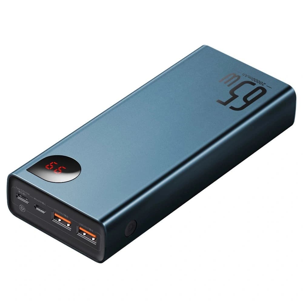 Powerbank Baseus Adaman 2xUSB-A, USB-C, micro USB 20000mAh 65W Quick Charge 4.0 Power Delivery albastru - 1