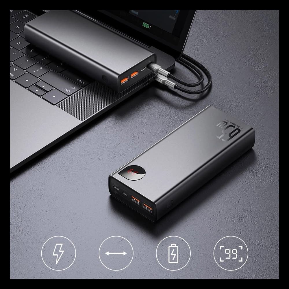 Powerbank Baseus Adaman 2xUSB-A, USB-C, micro USB 20000mAh 65W Quick Charge 4.0 Power Delivery albastru - 13