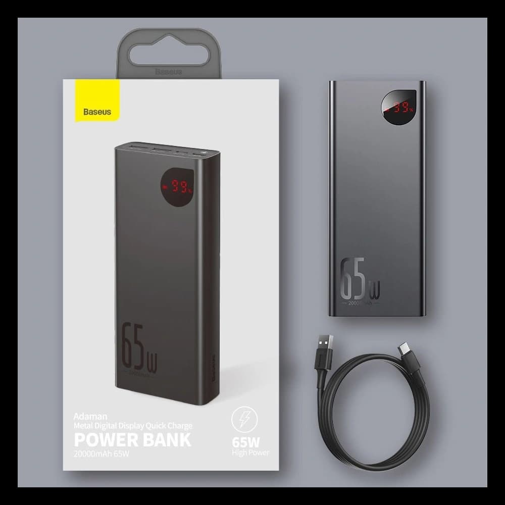 Powerbank Baseus Adaman 2xUSB-A, USB-C, micro USB 20000mAh 65W Quick Charge 4.0 Power Delivery albastru - 22