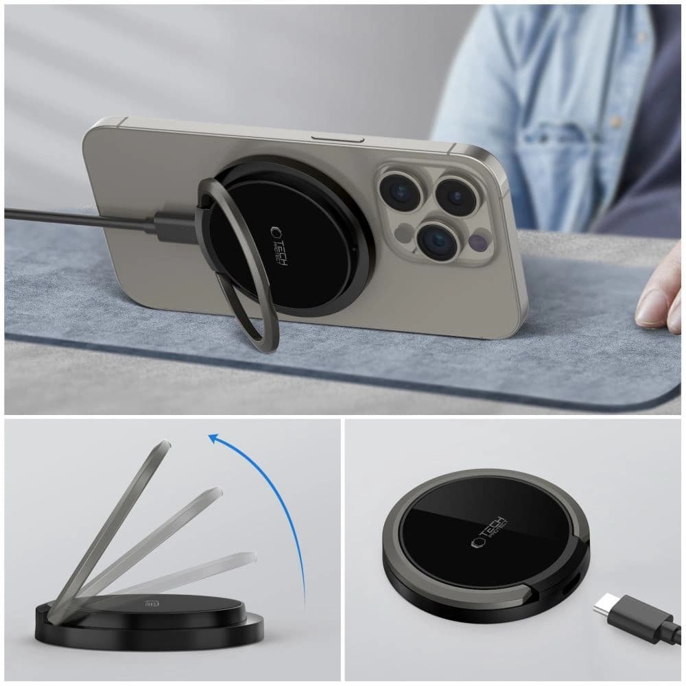 [CR] Tech-Protect QI15W-A33 Magnetischer MagSafe Wireless Charger Schwarz - 9