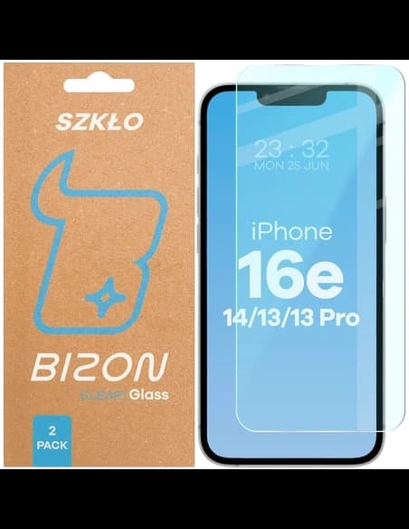Bizon Glass Clear Duo iPhone 16e / 14 / 13 Pro / 13 [2 PACK]