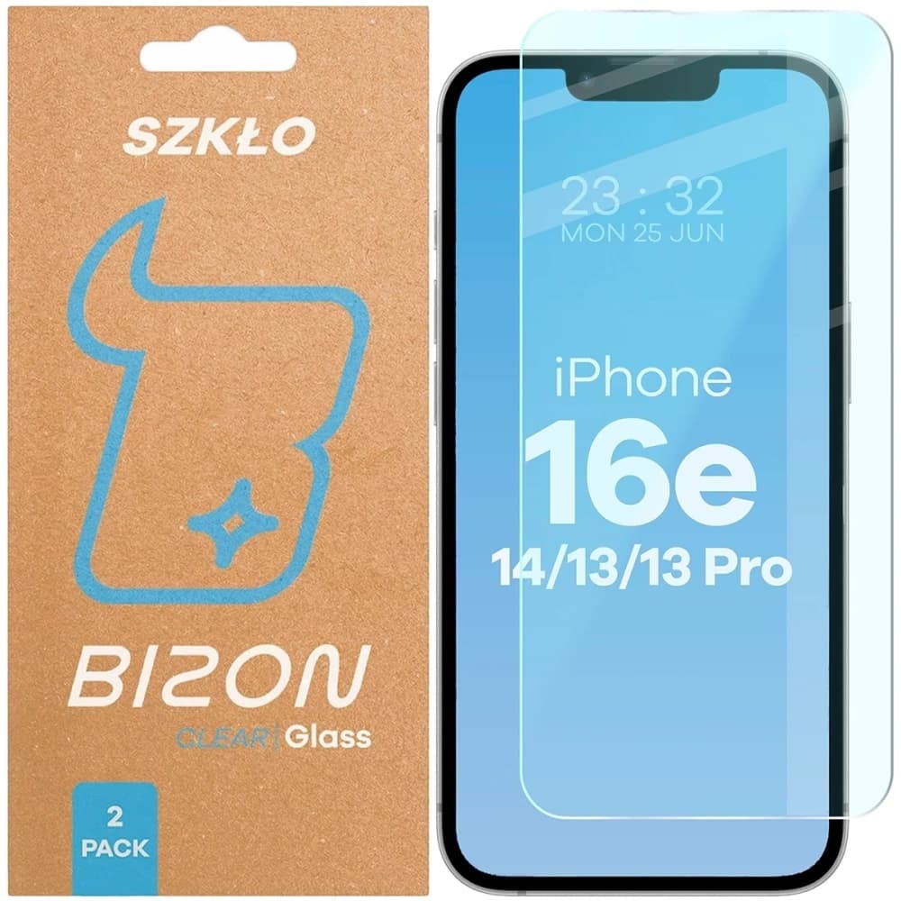 Bizon Glass Clear Duo iPhone 16e / 14 / 13 Pro / 13 [2 PACK] - 1