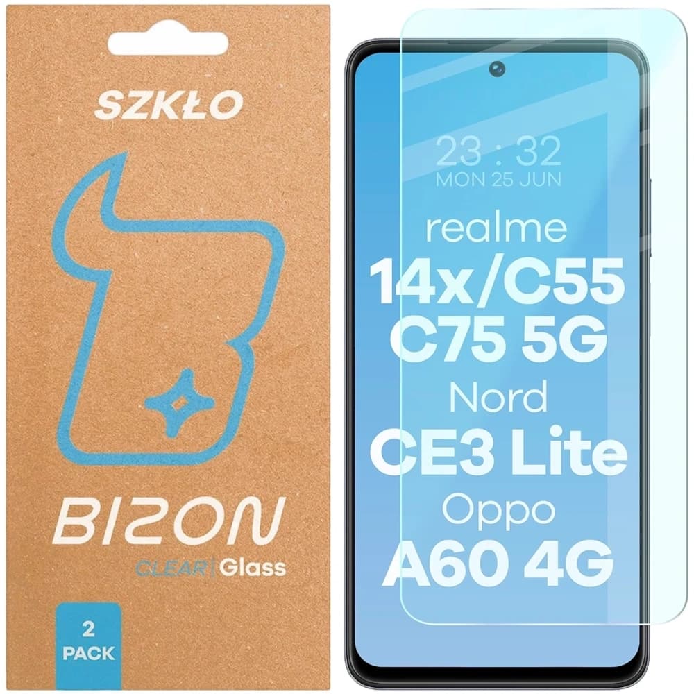 Bizon Glass Clear Duo Realme 14x 5G / C55 / C75 / OnePlus Nord CE 3 Lite / Oppo A60 4G [2 CSOMAG] - 1
