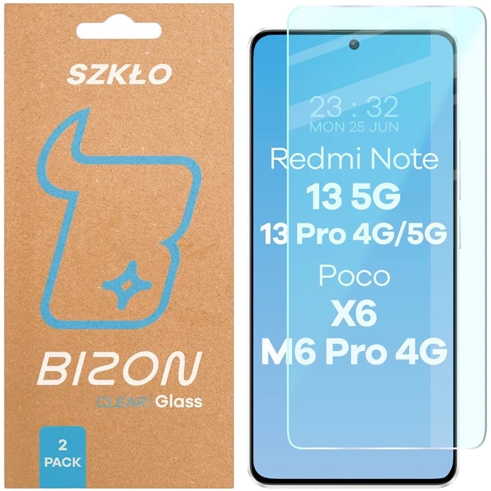 Bizon Glass Clear Duo Xiaomi POCO X6 / M6 Pro 4G / Redmi Note 13 5G / 13 Pro 4G/5G [2 PACK] - 1