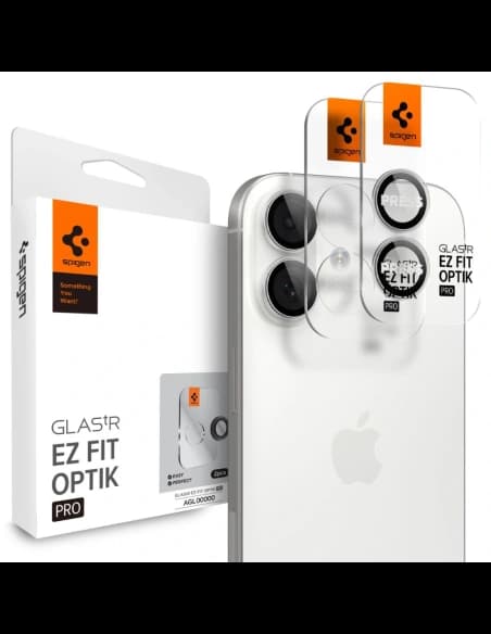 Spigen Optik Pro Glas.tr ez Fit Kamera Schutz für Apple iPhone 16 / 16 Plus / 17 Silber [2 PACK]