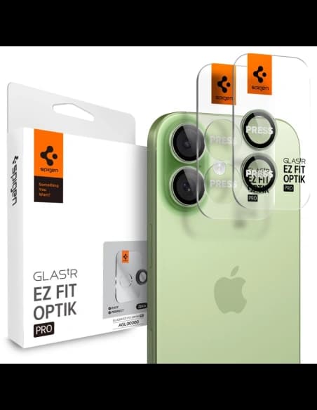 Spigen Optik Pro Glas.tr ez Fit Kamera Schutz für Apple iPhone 16 / 16 Plus / 17 Grün [2 PACK]