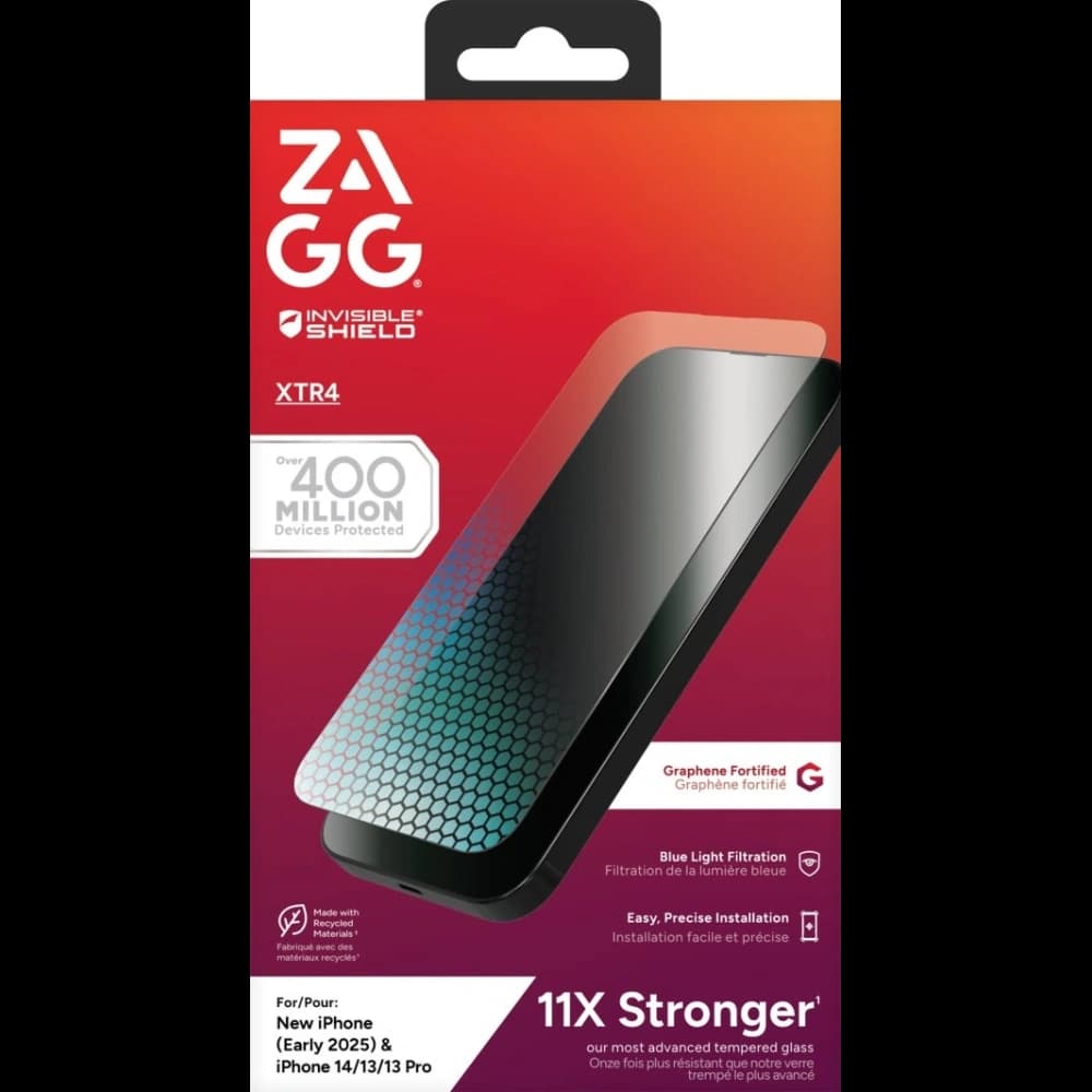 ZAGG XTR4 gehärtetes Glas mit Blaulichtfilter für Apple iPhone 16e / 15 / 14 / 13 - 4