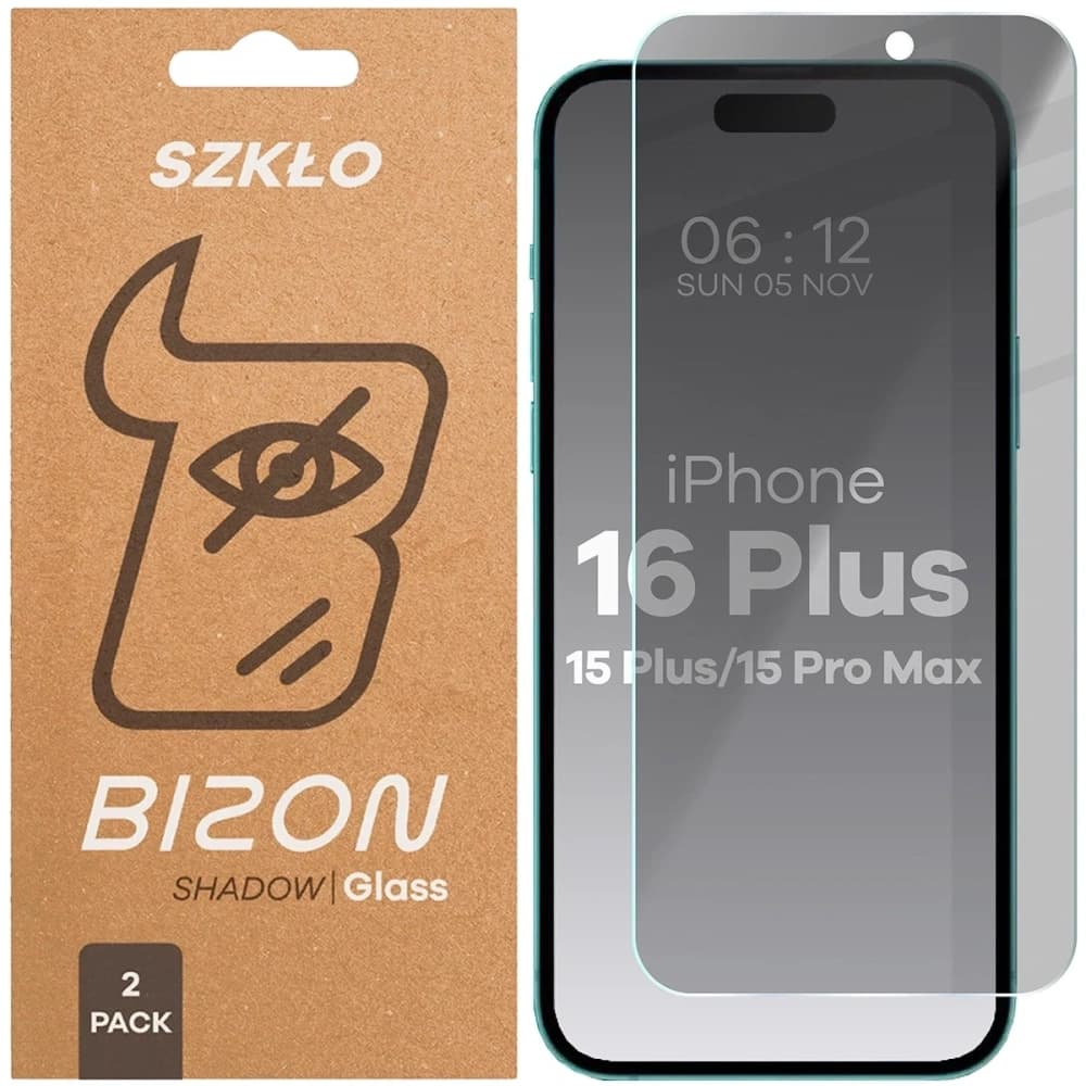 Bizon Glass Clear Shadow Apple iPhone 15 Plus / 15 Pro Max / 16 Plus nuanțat [2 PACHET] - 1