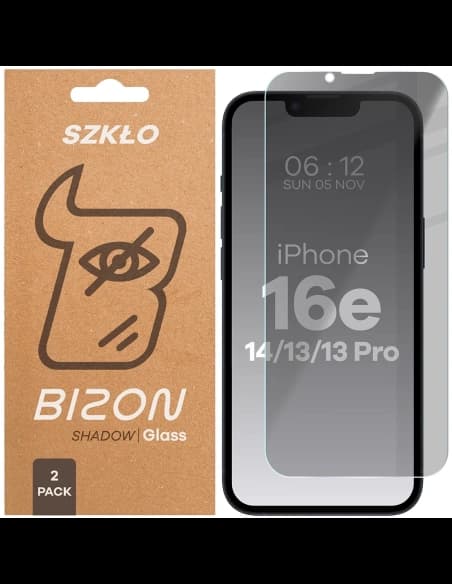 Bizon Glass Clear Shadow Apple iPhone 16e / 14 / 13 Pro / 13 getönt [2 PACK]
