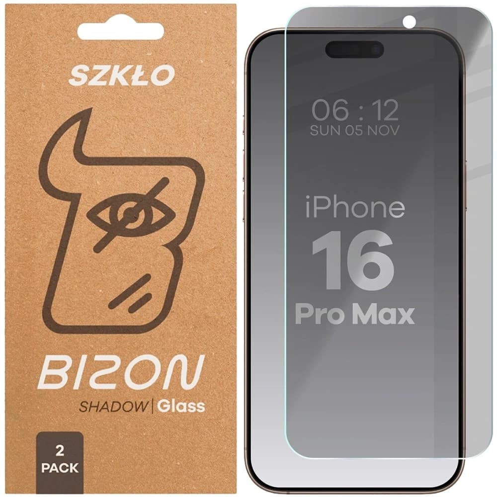 Bizon Glass Clear Shadow Apple iPhone 16 Pro Max tinted [2 PACK] - 1