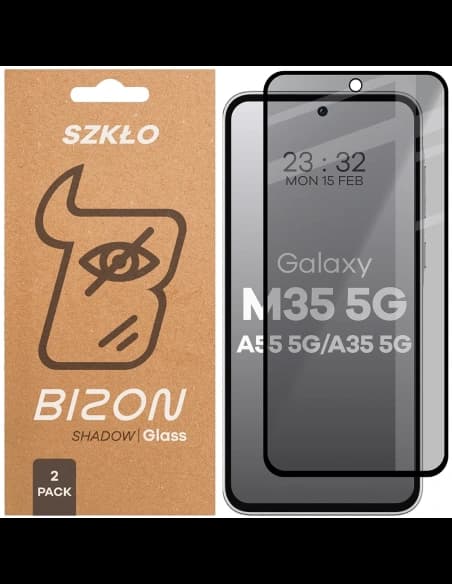 Bizon Glass Edge Shadow Duo Samsung Galaxy M35 5G / A35 5G / A55 5G tinted with a black frame [2 PACK]