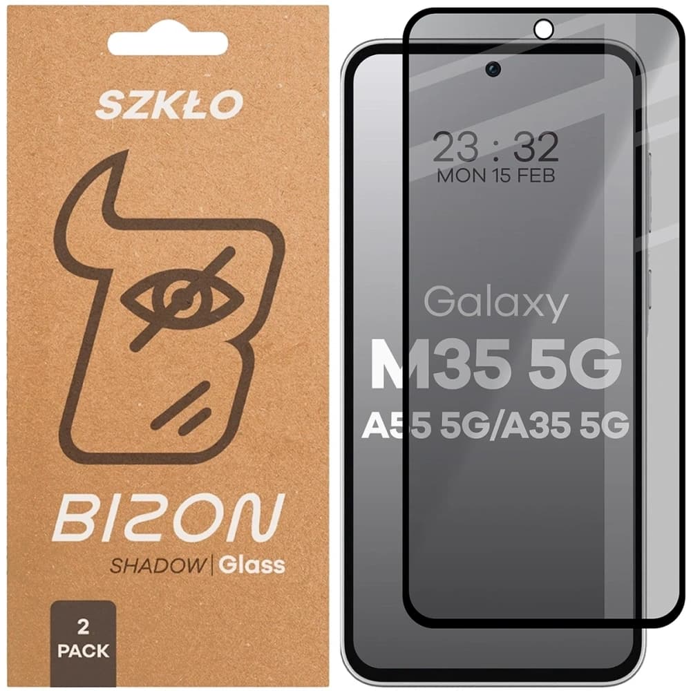 Bizon Glass Edge Shadow Duo Samsung Galaxy M35 5G / A35 5G / A55 5G getönt mit einem schwarzen Rahmen [2 PACK] - 1