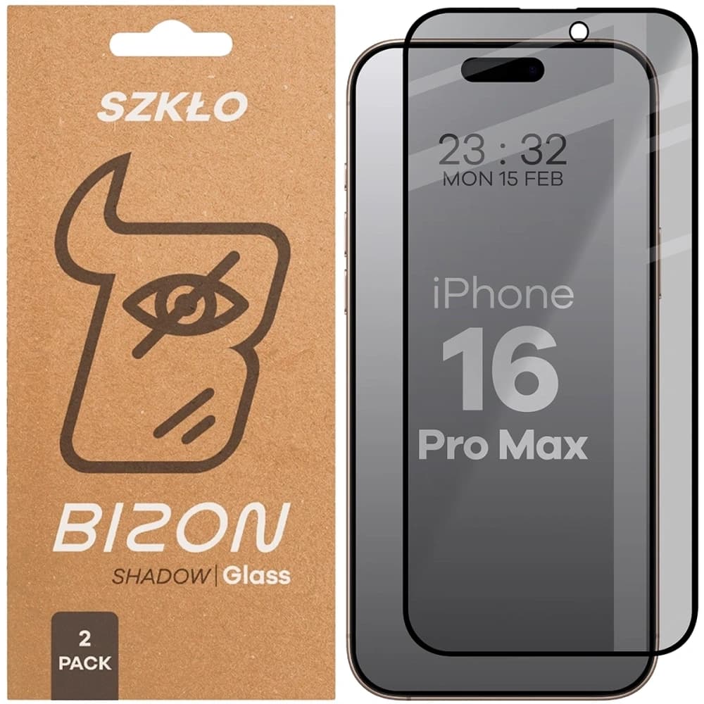 Bizon Glass Edge Shadow Duo Apple iPhone 16 Pro Max nuanțat cu un cadru negru [2 PACHET] - 1