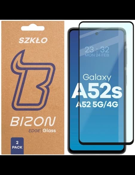 Bizon Glass Edge Duo Samsung Galaxy A52s / A52 5G / A52 4G fekete keret [2 CSOMAG]