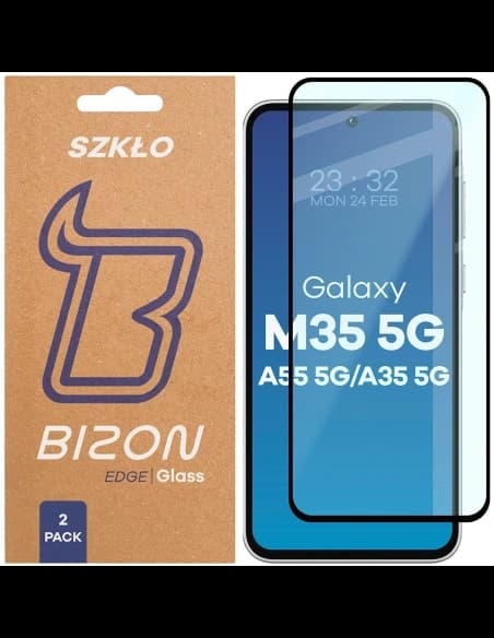 Bizon Glass Edge Duo Samsung Galaxy M35 5G / A35 5G / A55 5G black frame [2 PACK]