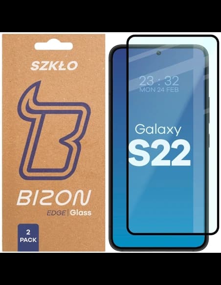 Bizon Glass Edge Duo Samsung Galaxy S22 schwarzer Rahmen [2 PACK]