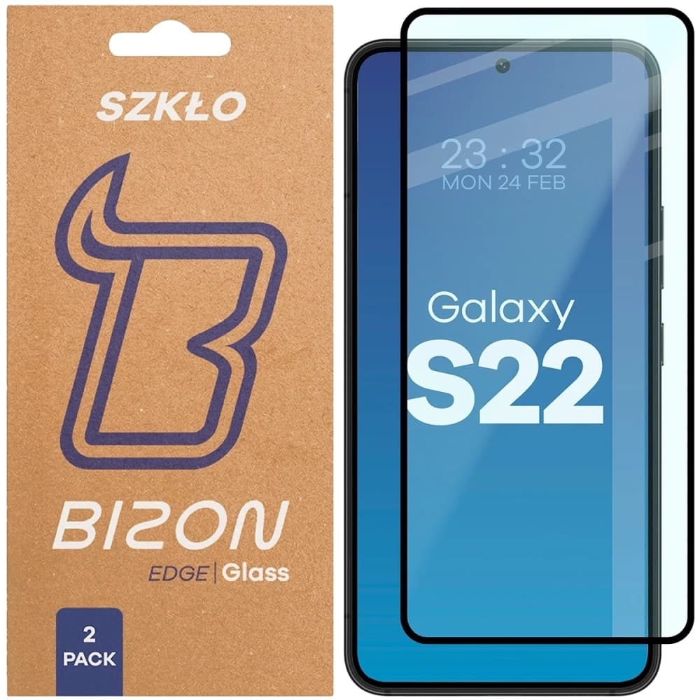 Bizon Glass Edge Duo Samsung Galaxy S22 schwarzer Rahmen [2 PACK] - 1
