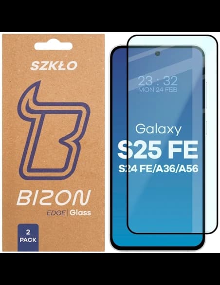 Bizon Glass Edge Duo Samsung Galaxy S25 FE / S24 FE / A36 5G / A56 5G black frame [2 PACK]