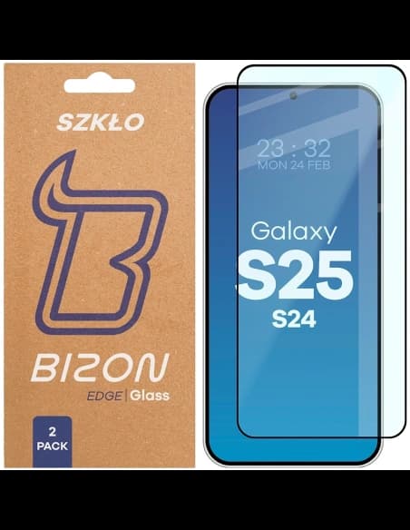 Bizon Glass Edge Duo Samsung Galaxy S25 / S24 black frame [2 PACK]