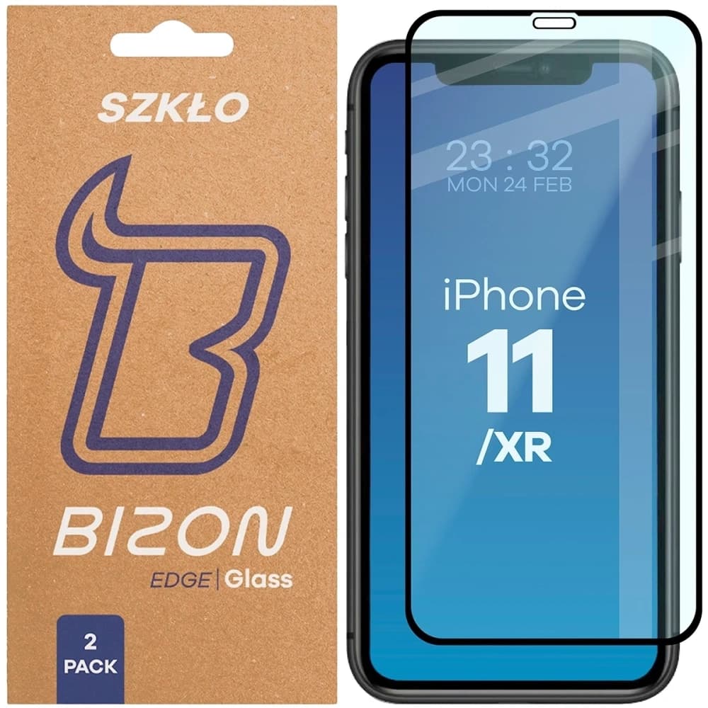 Bizon Glass Edge Duo Apple iPhone 11 / XR schwarzer Rahmen [2 PACK] - 1