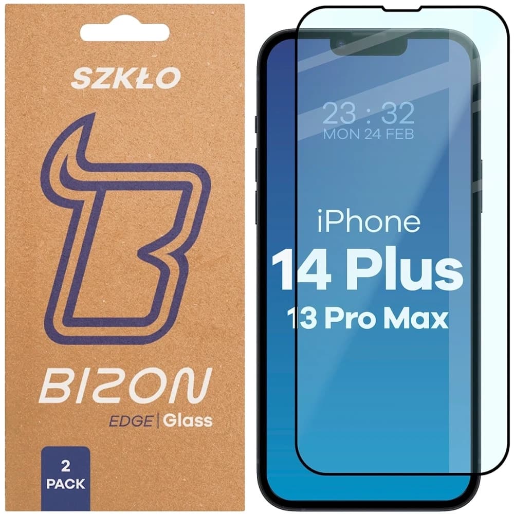 Bizon Glass Edge Duo Apple iPhone 14 Plus / 13 Pro Max black frame [2 PACK] - 1