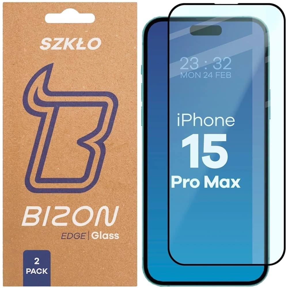 Bizon Glass Edge Duo Apple iPhone 15 Pro Max fekete keret [2 CSOMAG] - 1