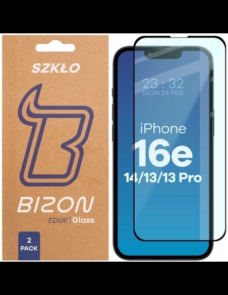 Bizon Glass Edge Duo Apple iPhone 16e / 14 / 13 Pro / Apple iPhone 13 schwarzer Rahmen [2 PACK]