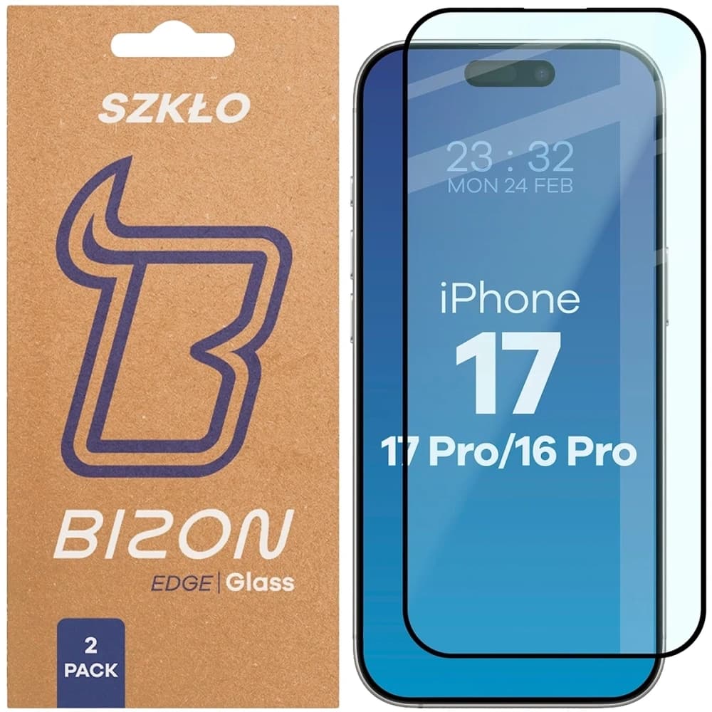Bizon Glass Edge Duo Apple iPhone 17 / 17 Pro / 16 Pro černý rám [2 BALENÍ] - 1