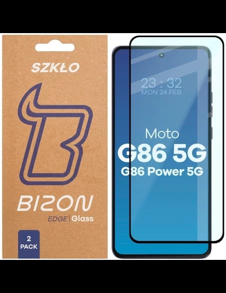 Bizon Glass Edge Duo Motorola Moto G86 5G / G86 Power 5G schwarzer Rahmen [2 PACK]