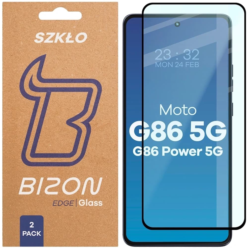 Bizon Glass Edge Duo Motorola Moto G86 5G / G86 Power 5G schwarzer Rahmen [2 PACK] - 1