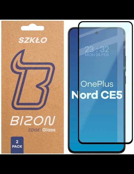 Bizon Glass Edge Duo OnePlus Nord CE5 5G schwarzer Rahmen [2 PACK]