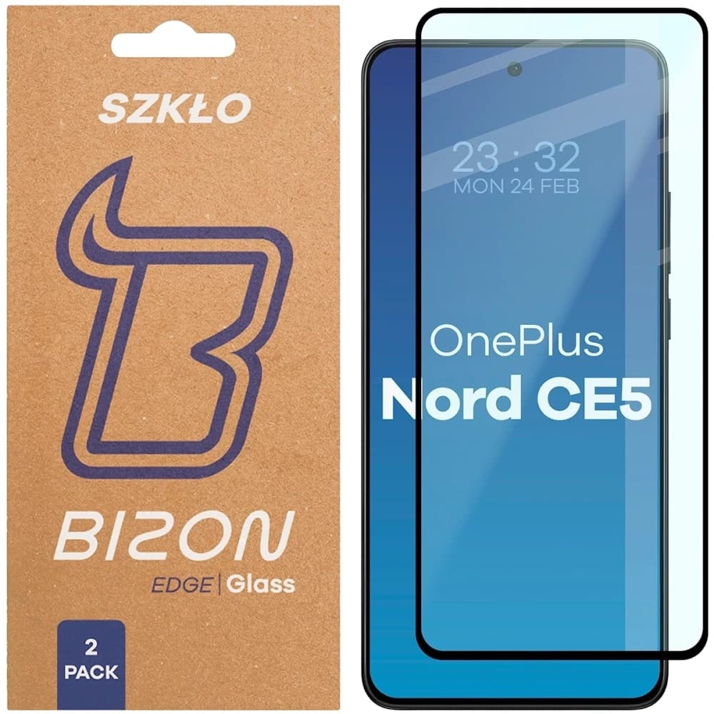 Bizon Glass Edge Duo OnePlus Nord CE5 5G fekete keret [2 CSOMAG] - 1