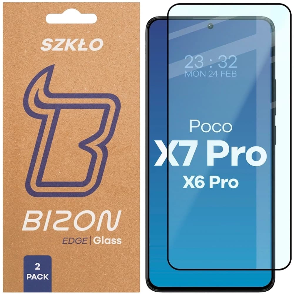 Bizon Glass Edge Duo Xiaomi POCO X6 Pro / X7 Pro black frame [2 PACK] - 1