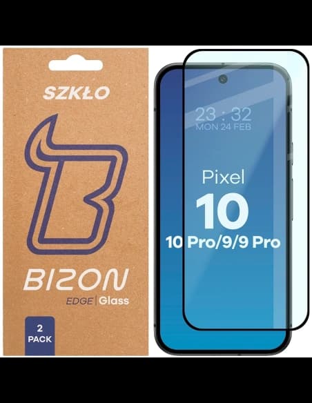 Bizon Glass Edge Duo Google Pixel 10 / 10 Pro / 9 / 9 Pro cadru negru [2 PACHET]