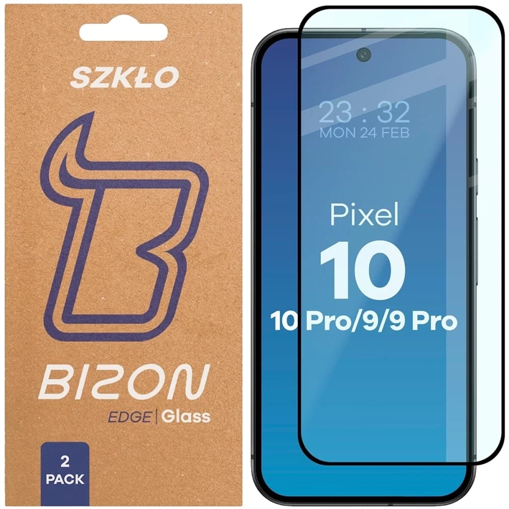 Bizon Glass Edge Duo Google Pixel 10 / 10 Pro / 9 / 9 Pro fekete keret [2 CSOMAG] - 1