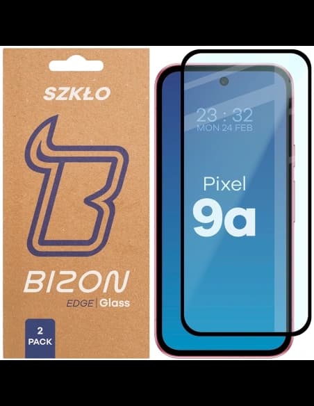 Bizon Glass Edge Duo Google Pixel 9a black frame [2 PACK]