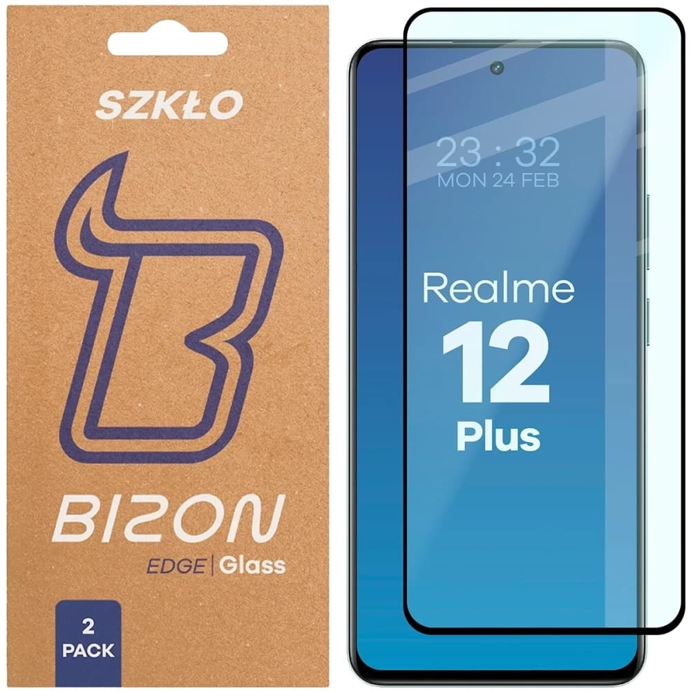 Bizon Glass Edge Duo Realme 12 Plus černý rám [2 BALENÍ] - 1
