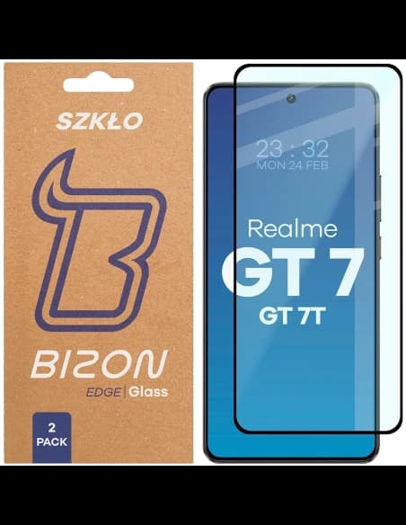Bizon Glass Edge Duo Realme GT 7 / 7T černý rámeček [2 BALENÍ]
