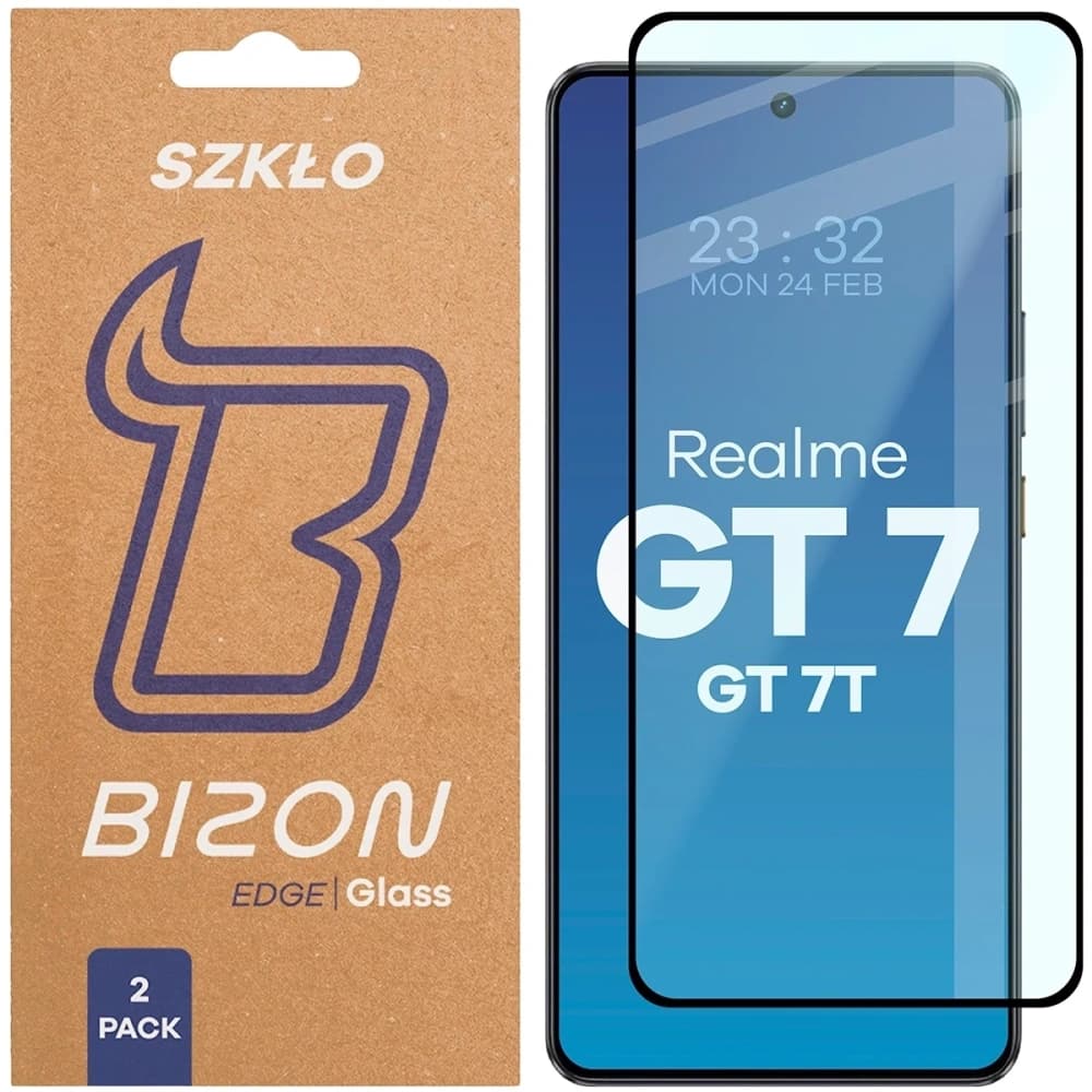 Bizon Glass Edge Duo Realme GT 7 / 7T černý rámeček [2 BALENÍ] - 1