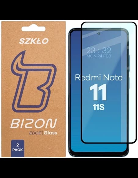 Bizon Glass Edge Duo Xiaomi Redmi Note 11 / 11S 4G schwarzer Rahmen [2 PACK]