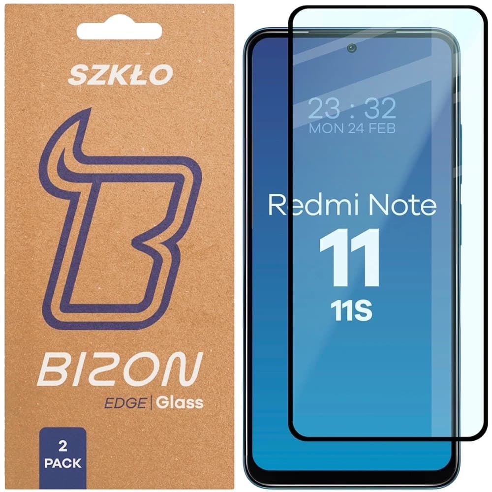 Bizon Glass Edge Duo Xiaomi Redmi Note 11 / 11S 4G schwarzer Rahmen [2 PACK] - 1