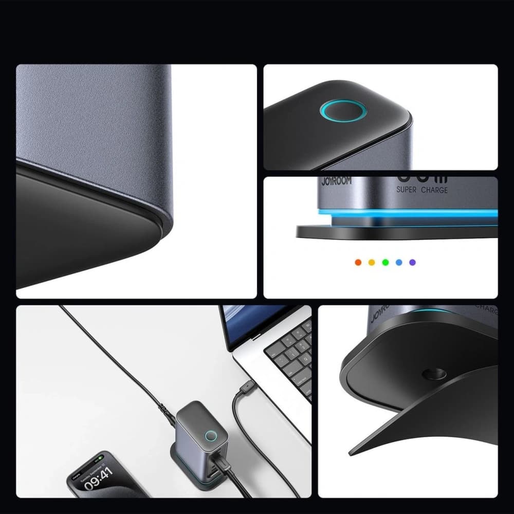 Joyroom JR-TCM02 GaN 65W Nabíjecí stanice 4xUSB-C 2xUSB-A UK zástrčka Šedá - 8