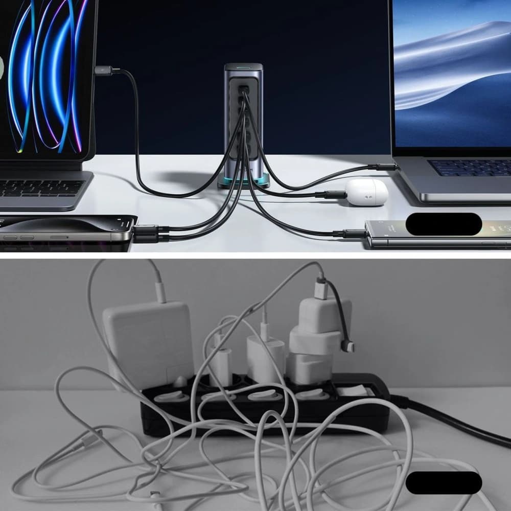 Joyroom JR-TCM02 GaN 65W Nabíjecí stanice 4xUSB-C 2xUSB-A UK zástrčka Šedá - 10