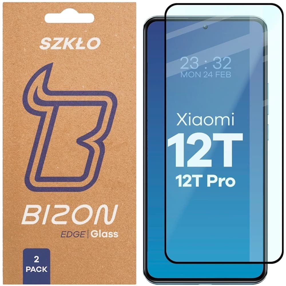 Bizon Glass Edge Duo Xiaomi 12T / 12T Pro black frame [2 PACK] - 1