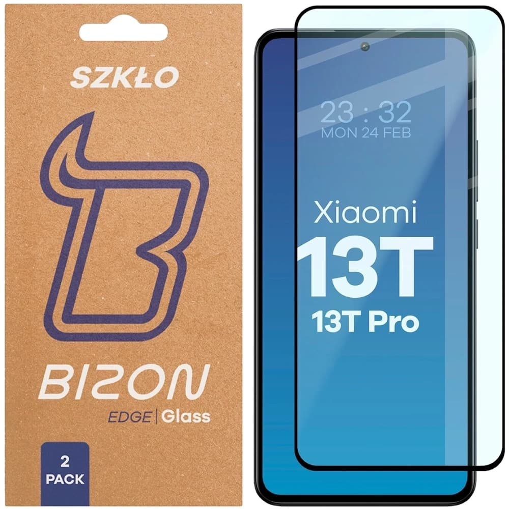 Bizon Glass Edge Duo Xiaomi 13T Pro / 13T fekete keret [2 CSOMAG] - 1