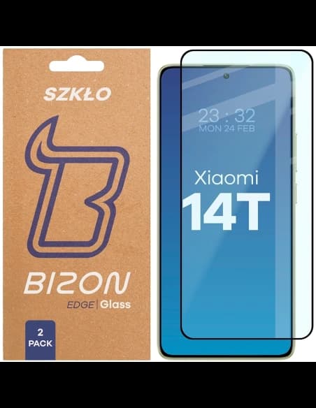 Bizon Glass Edge Duo Xiaomi 14T černý rám [2 BALENÍ]
