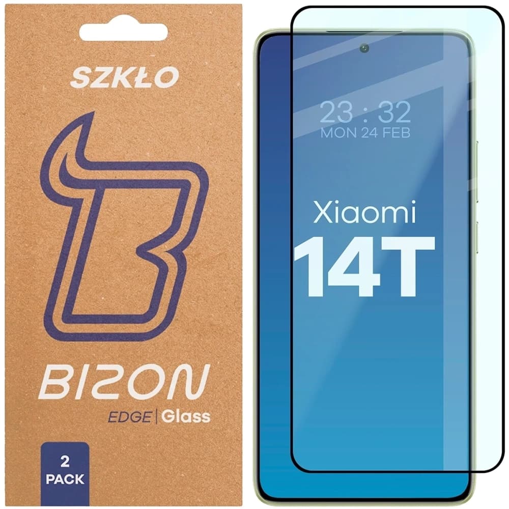 Bizon Glass Edge Duo Xiaomi 14T fekete keret [2 CSOMAG] - 1